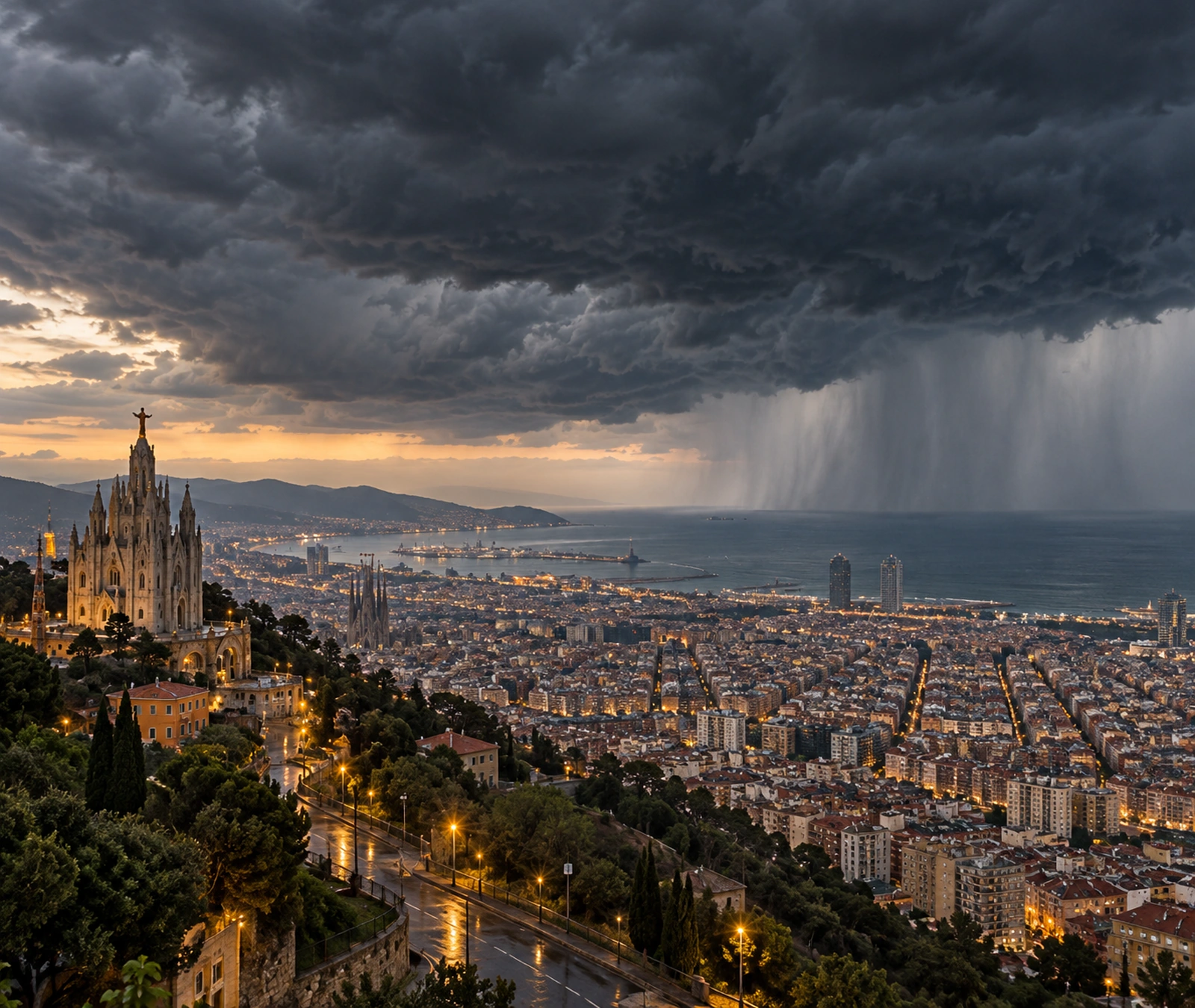 Image éditoriale représentative d’un violent orage sur le littoral catalan
