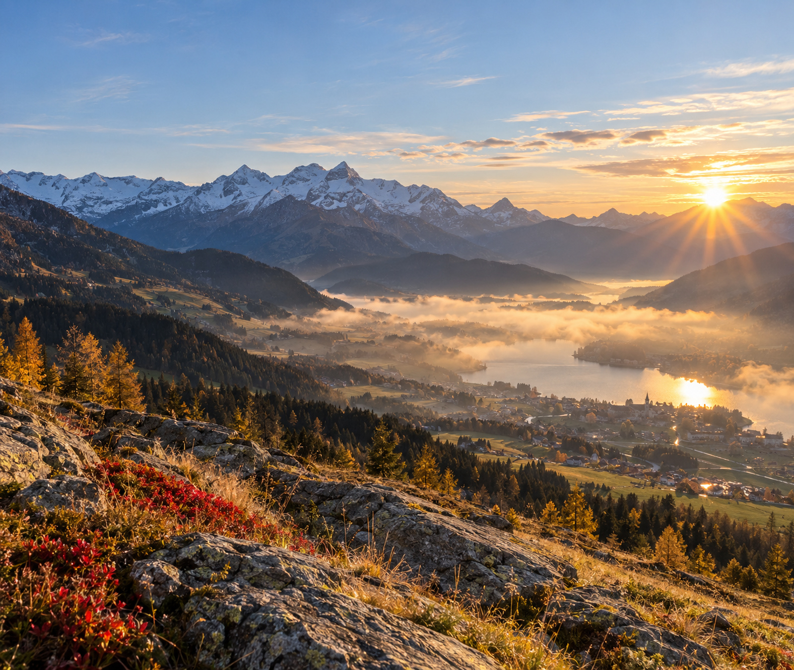Paysage lumineux de fin d’été sous un ciel largement ensoleillé