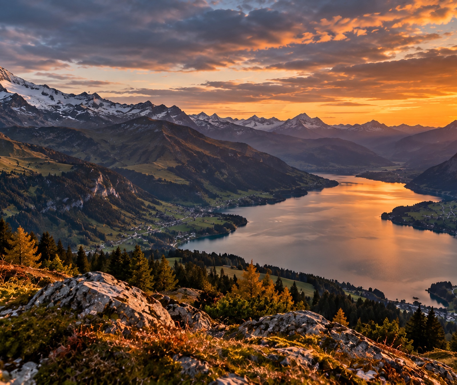 Paysage français de fin septembre sous une lumière chaude et un temps sec sans neige artificielle